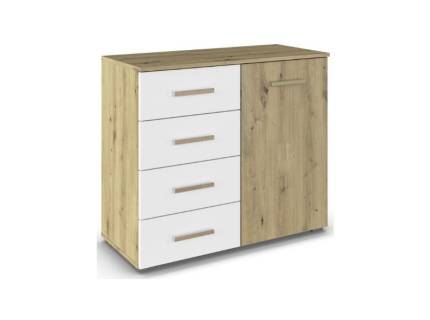 Comoda cu 1 usa si 4 sertare MOSBACH 80x81x42cm stejar Artisan/ alb alpin 