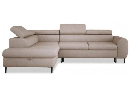 Coltar extensibil RAYO L cu lada pentru depozitare, tetiere reglabile, personalizabil 251x198cm