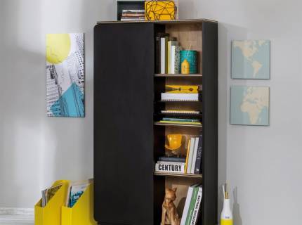 Biblioteca cu spatiu pentru depozitare BLACK