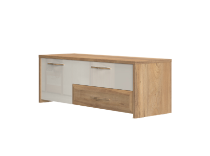Comoda TV cu 1 usa si 2 sertare GALA 135x48x46cm bej lucios/ nuc Pacific