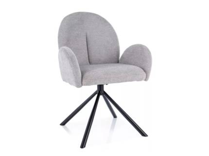 Scaun tapitat PLANET RAVEN rotativ, material textil grey 60x61xH88cm, picioare negre