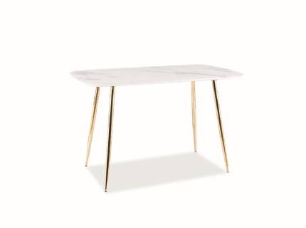 Masa CERES din MDF cu efect de marmura alba, metal auriu 140x80xH75cm