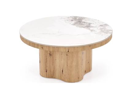 Masuta MAGNUM din MDF sinterizat furniruit cu efect de marmura alba/ lemn 80xH41cm