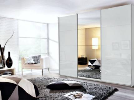 Dulap alb alpin/alb lucios-oglinda 203x210x62cm KULMBACH