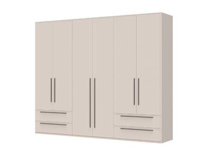 Dulap cu 6 usi si 4 sertare OPERA 272x224x56cm casmir, manere maro