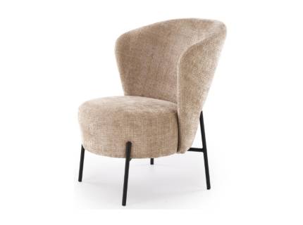 Fotoliu CEZAR material textil beige, picioare negre, design minimalist 70x79xH85cm 