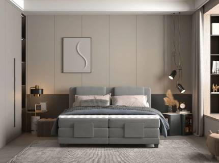 Pat Boxspring cu reglaj electric si topper integrat WAVE NEW 140/ 160/ 180cm personalizabil