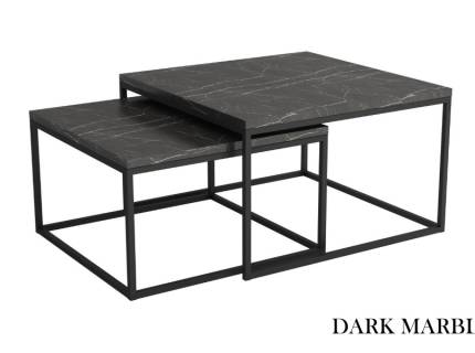 Set 2 masute GINO din PAL Egger, metal negru 66x66xH40cm / 76x76xH47cm