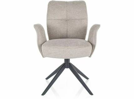 Scaun tapitat WING rotativ, material textil light beige 60x65xH90cm, picioare negre