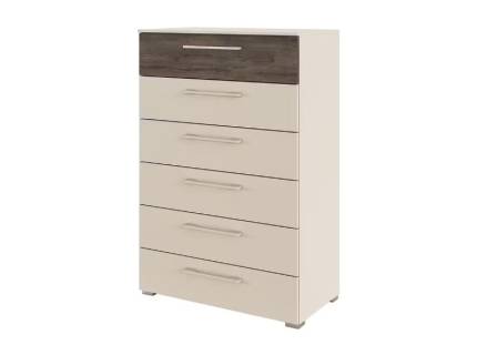 Comoda cu 6 sertare LUANA 80x119x42cm champagne/ Atlantic Dark, manere champagne 