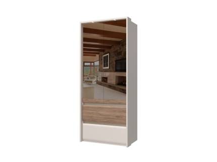 Dulap cu 2 usi cu balamale si 2 serare INVICTUS 97x226x60cm casmir/ stejar tabac - oglinda, rama passepartout cu LED