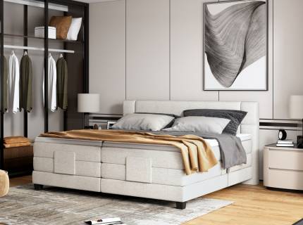 Pat Boxspring cu reglaj electric si topper integrat REY 140/ 160/ 180cm personalizabil