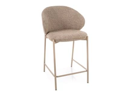Scaun tapitat pentru bar KIOTO H-2 material textil beige 54x56xH90cm, picioare casmir