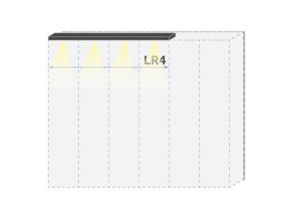Cornisa passepartout cu LED pentru dulapul cu 4 usi PIANO WHITE 182x17.3x2.5cm alb lucios 