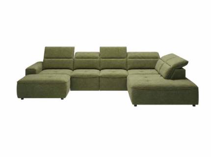 Coltar cu reglaj electric COLOMBO XL material textil verde, cu lada pentru depozitare, tetiere reglabile, spatar reglabil 227x376x182cm 