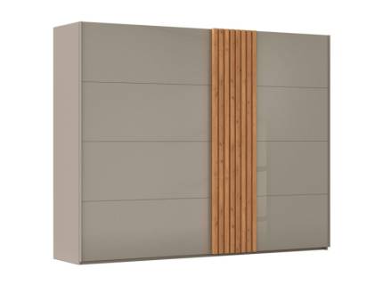 Dulap cu usi glisante TEGIO 281x223x69cm fango mat/ sticla fango - stejar Wild 