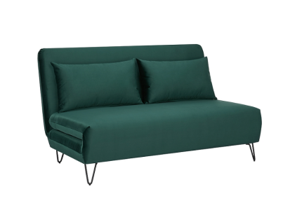 Canapea extensibila green ZENIA VELVET 141x90cm