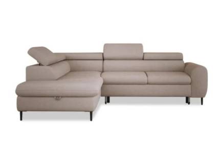 Coltar extensibil RAYO L cu lada pentru depozitare, tetiere reglabile, personalizabil 251x198cm