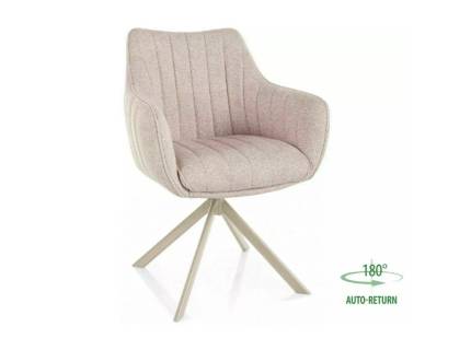 Scaun tapitat AZALIA LEO rotativ, material textil light beige 61x58xH86cm, picioare casmir