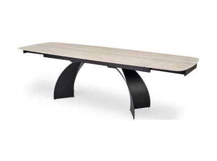Masa extensibila VITRUS din otel sinterizat travertin deschis, otel vopsit negru 180-260x90xH76cm