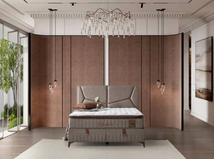 Pat tapitat cu saltea si spatiu pentru depozitare LISBON (140x200cm)