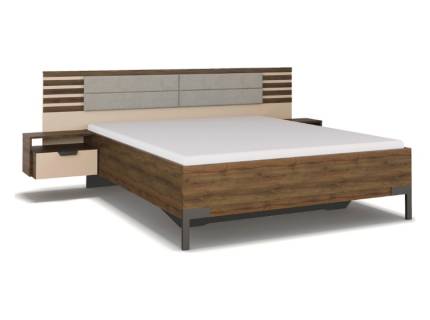 Cadru pat cu noptiere incorporate BAREA (160x200cm) champagne/ stejar Atlantic dark 