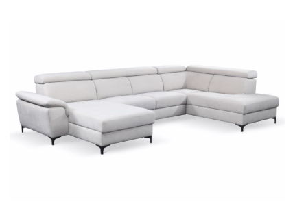 Coltar extensibil BRAGA U cu lada pentru depozitare, tetiere reglabile, personalizabil 211x350x171cm