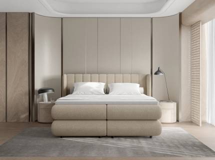 Pat Boxspring cu lada pentru depozitare ELISE 140/ 160/ 180cm personalizabil