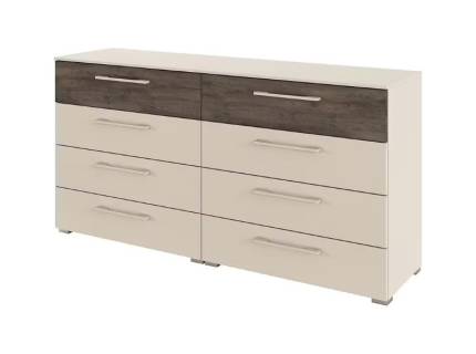 Comoda cu 8 sertare LUANA 160x81x42cm champagne/ Atlantic Dark, manere champagne 