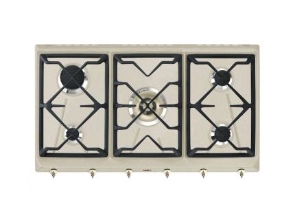 Plita incorporabila pe gaz Smeg Coloniale Aesthetic SRV896AVOGH2, 90 cm