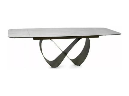 Masa extensibila INFINITY CERAMIC TAJ MAHAL din sticla securizata si ceramica Taj Mahal bej mat, metal cupru 160-240x95xH76cm