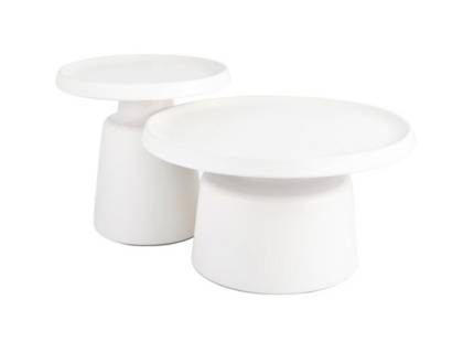 Set 2 masute RODOS GREY din metal gri deschis mat 50xH40cm / 70xH50cm