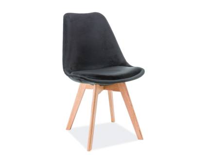 Scaun tapitat DIOR VELVET II design scandinav, catifea black 52x48xH86cm, picioare stejar
