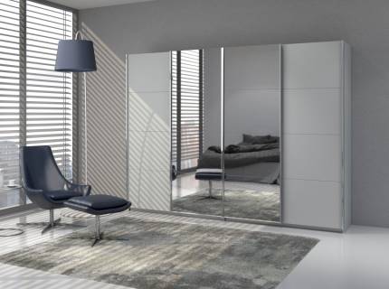 Dulap cu usi glisante SYNCRONO 271x211x62cm silk grey/ oglinda configurabil