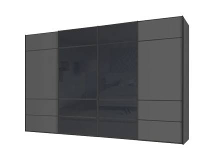Dulap cu 4 usi glisante 400x222x68cm antracit mat/ antracit mat - sticla antracit, maner antracit model 112 SINFONIE PLUS 
