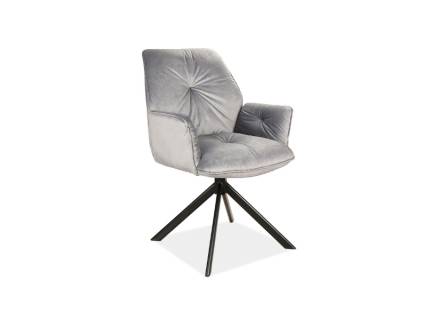 Scaun tapitat BOOGIE II VELVET rotativ, catifea grey 60x50xH89cm, picioare negre