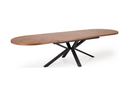 Masa extensibila JASON din MDF + furnir natural nuc, otel vopsit negru 180-300x100xH74cm
