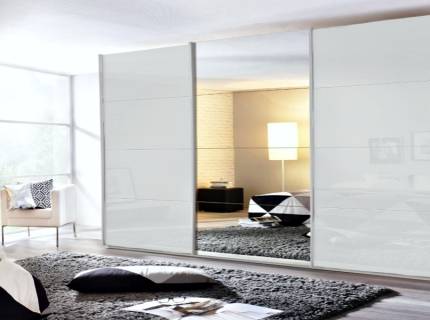 Dulap alb alpin/alb lucios-oglinda 361x229x62cm KULMBACH