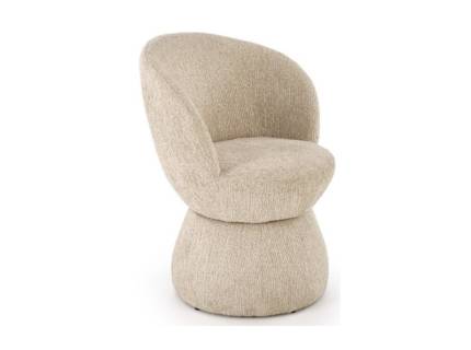 Scaun tapitat K581 design curbat, modern, material textil beige 63x62xH82cm, cadru si picior tapitat beige