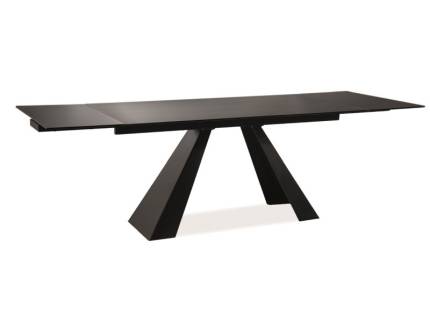 Masa extensibila SALVADORE din sticla securizata termorezistenta neagra, metal negru 120-180x80xH76cm