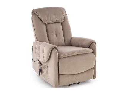Fotoliu HORTON cu recliner electric, catifea dark beige 80x97-158xH90-105cm