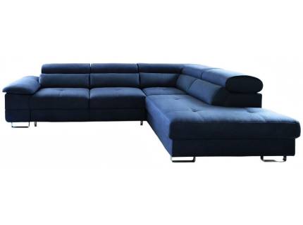 Coltar extensibil COSTA cu lada pentru depozitare, tetiere reglabile, albastru inchis 285x233cm