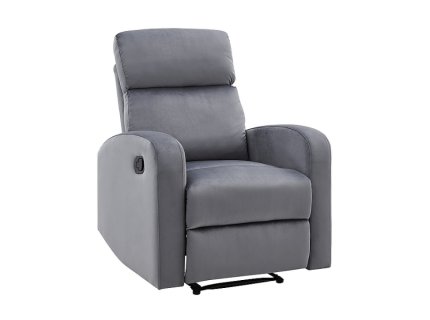 Fotoliu MARS VELVET cu recliner manual, catifea gri 75x89-160xH100cm