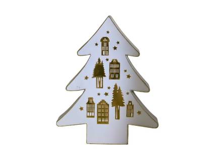 Brad de Craciun Mare din metal alb/ auriu