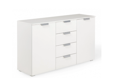 Comoda cu 2 usi si 4 sertare ADITIO 120x81x42cm alb alpin 