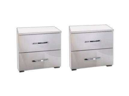 Set 2 noptiere cu 2 sertare ADITIO 47x43x42cm alb alpin/ alb lucios 