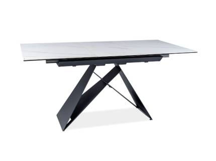 Masa extensibila WESTIN SC CERAMIC din ceramica cu efect de marmura alba, metal negru 120-160x80xH76cm