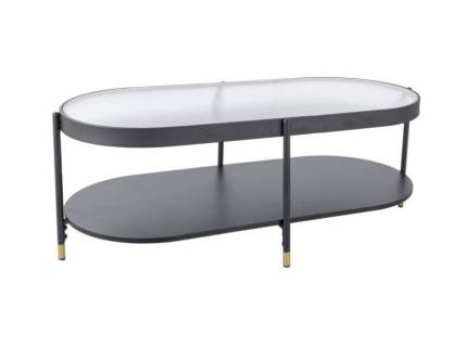 Masuta LAGUNA B din sticla securizata, metal negru + auriu 110xH50cm