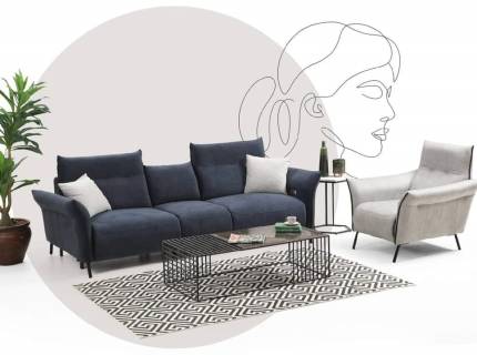 Canapea cu 4 locuri si dublu recliner TV MOZART 