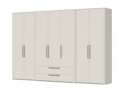 Dulap cu 7 usi cu balamale si 2 sertare AIR 335x225x56cm Pepper White, manere antracit 